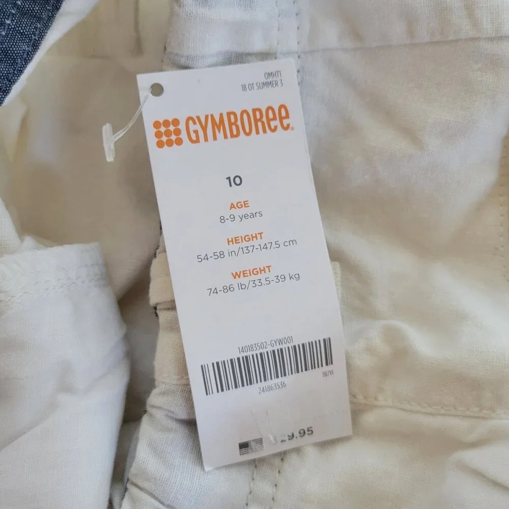 Gymboree Boys White Linen Cotton Blend Shorts Size‎ 10 NEW